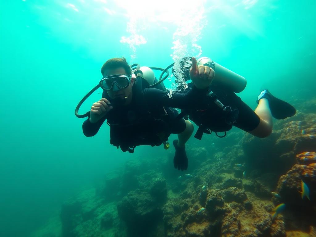 Primeiro mergulho no mar — Fortaleza da Barra, Florianópolis