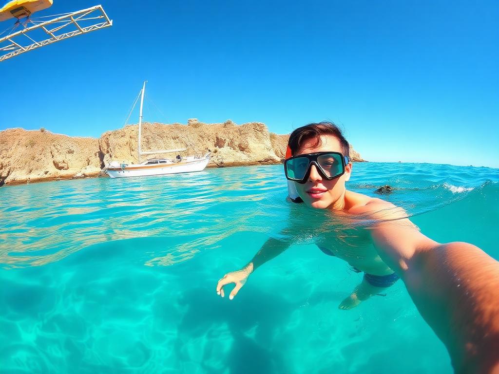 Barco e snorkel no litoral leste — Fortaleza da Barra, Florianópolis